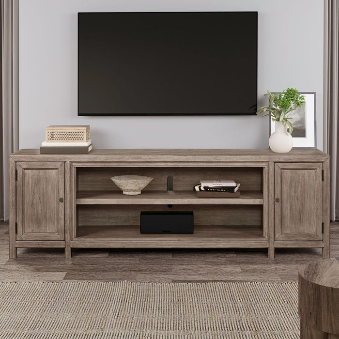 Fireplace TV Console - 82" Console With Fire FTS - Light Brown