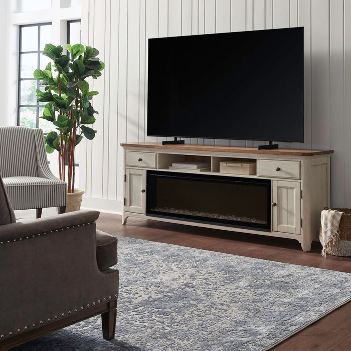 Fireplace TV Consoles - 652 80" Console With Fire FT - White