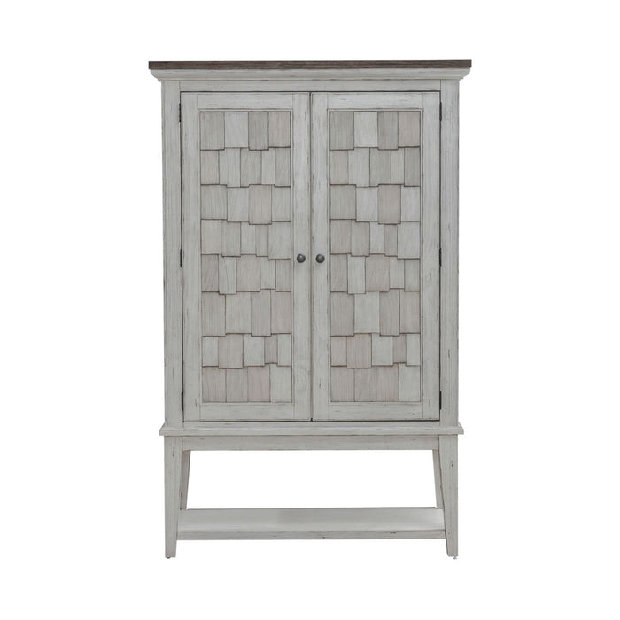 River Place - Bar Cabinet - Riverstone White & Tobacco