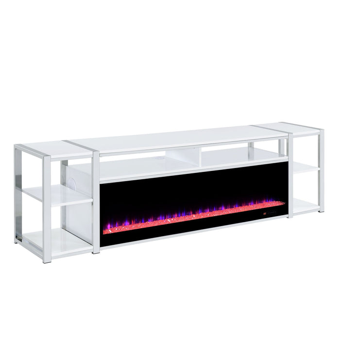 Midway - 80" TV Console With Firelight - White