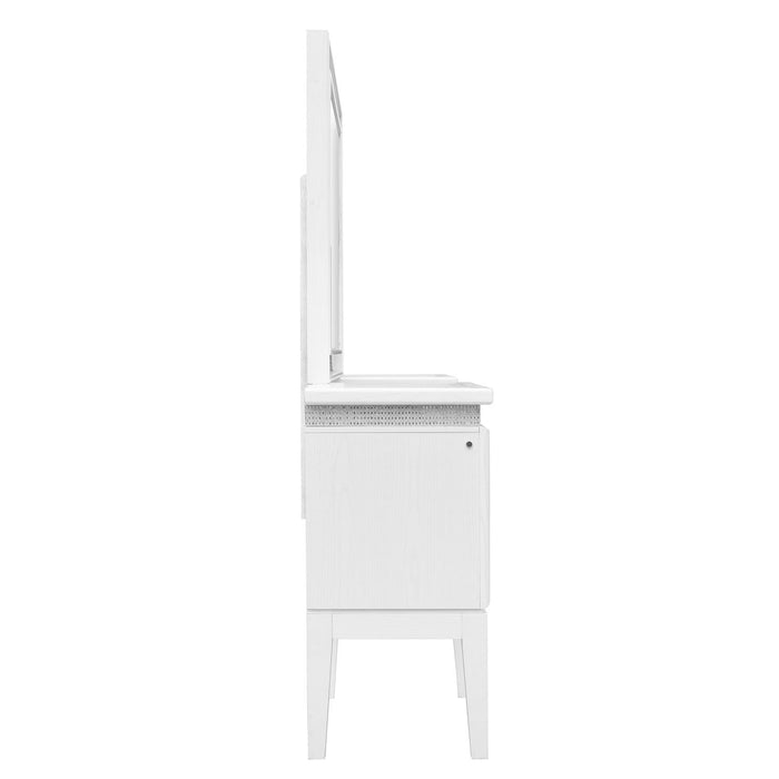 Reflections - Vanity Desk - Pearl White & Rhinestone