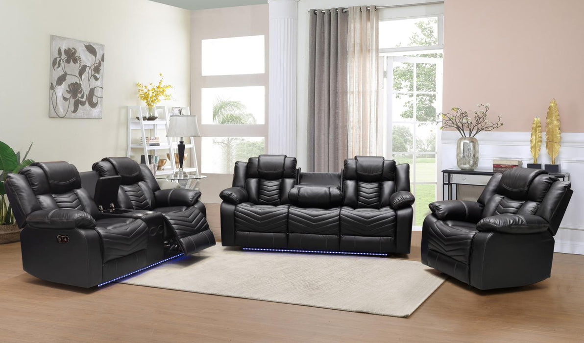 Cassio Black Power Reclining Sofa and Loveseat
