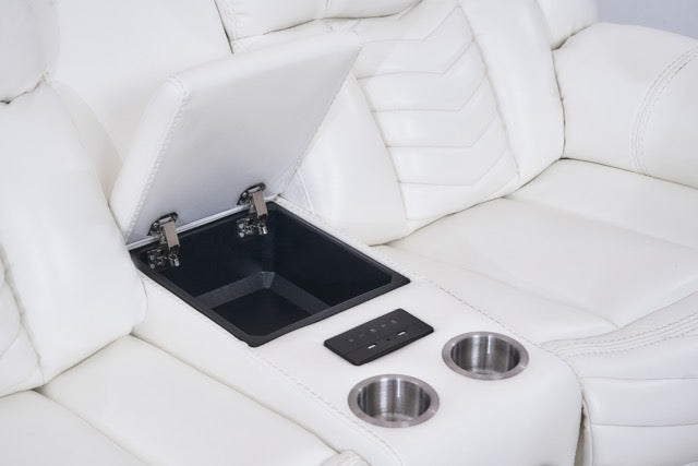 Avalon White Sofa and Loveseat Power Reclining