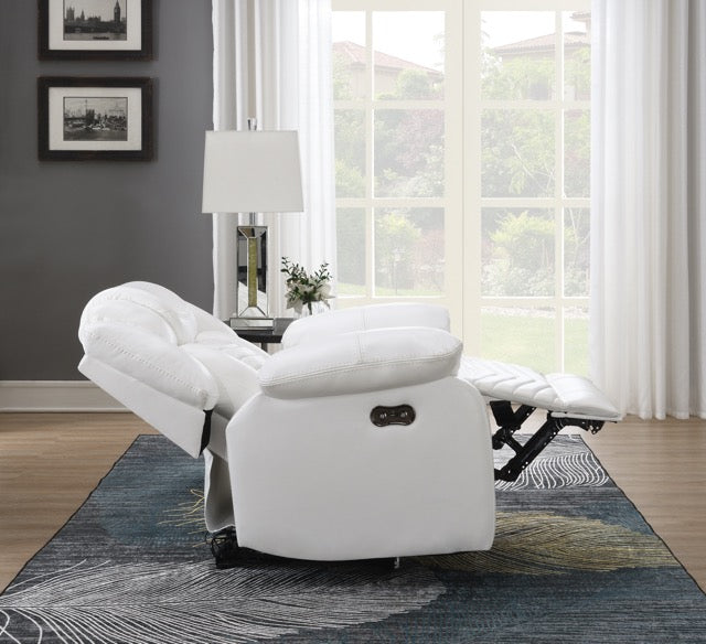 Avalon White Sofa and Loveseat Power Reclining