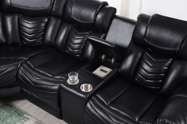 Stryker Black Sectional Power Reclining
