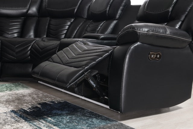 Stryker Black Sectional Power Reclining