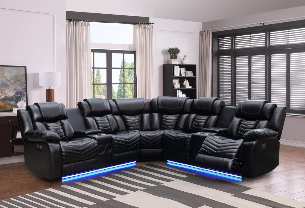 Stryker Black Sectional Power Reclining