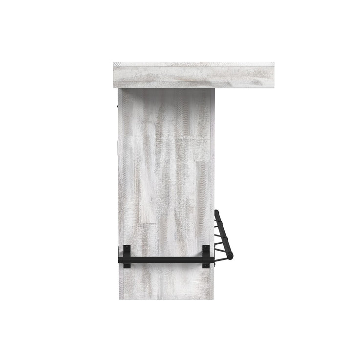 Rogen Rustic - Bar Table With Ice Tray, USB And Power - Rustic White