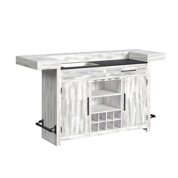 Rogen Rustic - Bar Table With Ice Tray, USB And Power - Rustic White