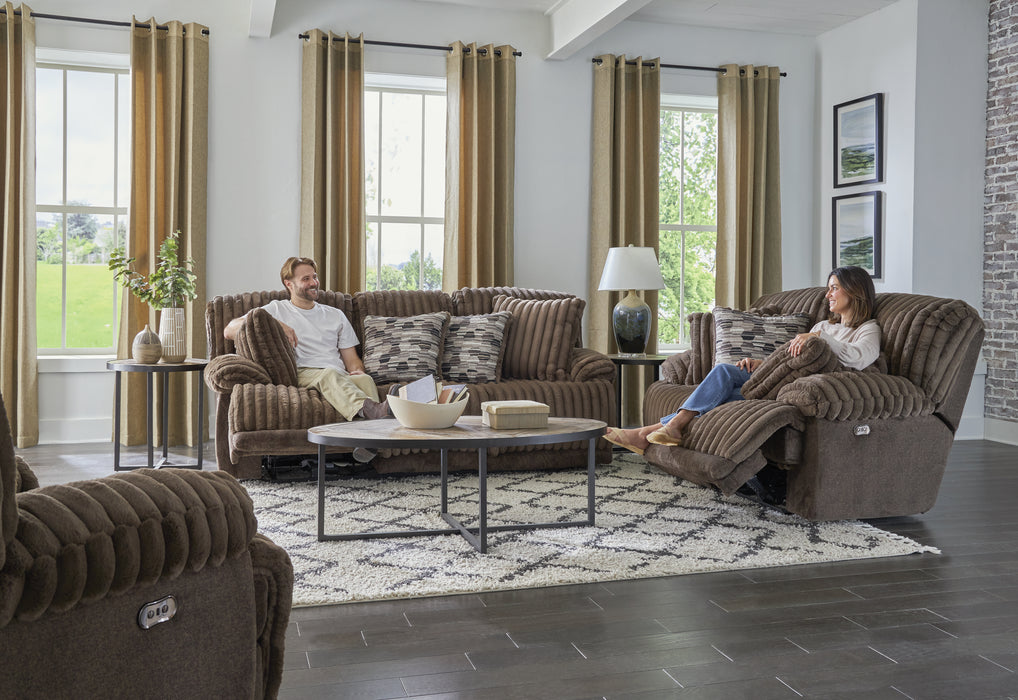 Hollifield Brown Reclining Sofa and Loveseat