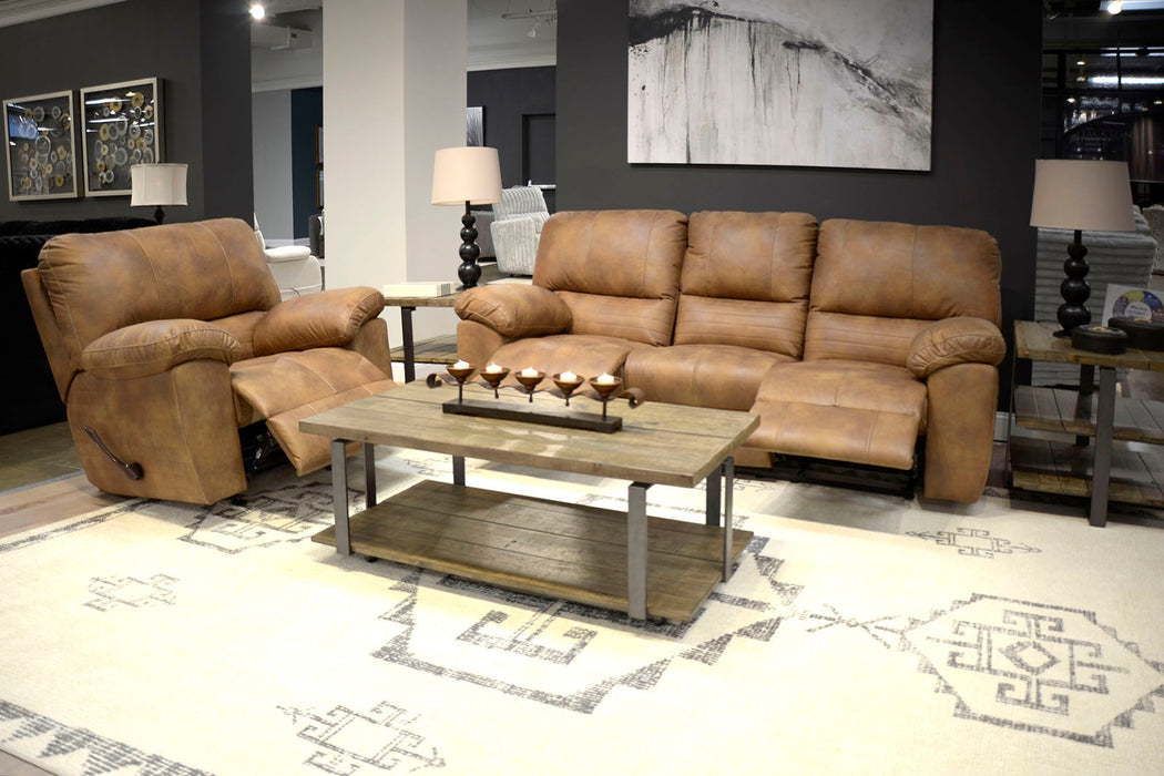 Stetson Walnut Reclining Sofa and Loveseat