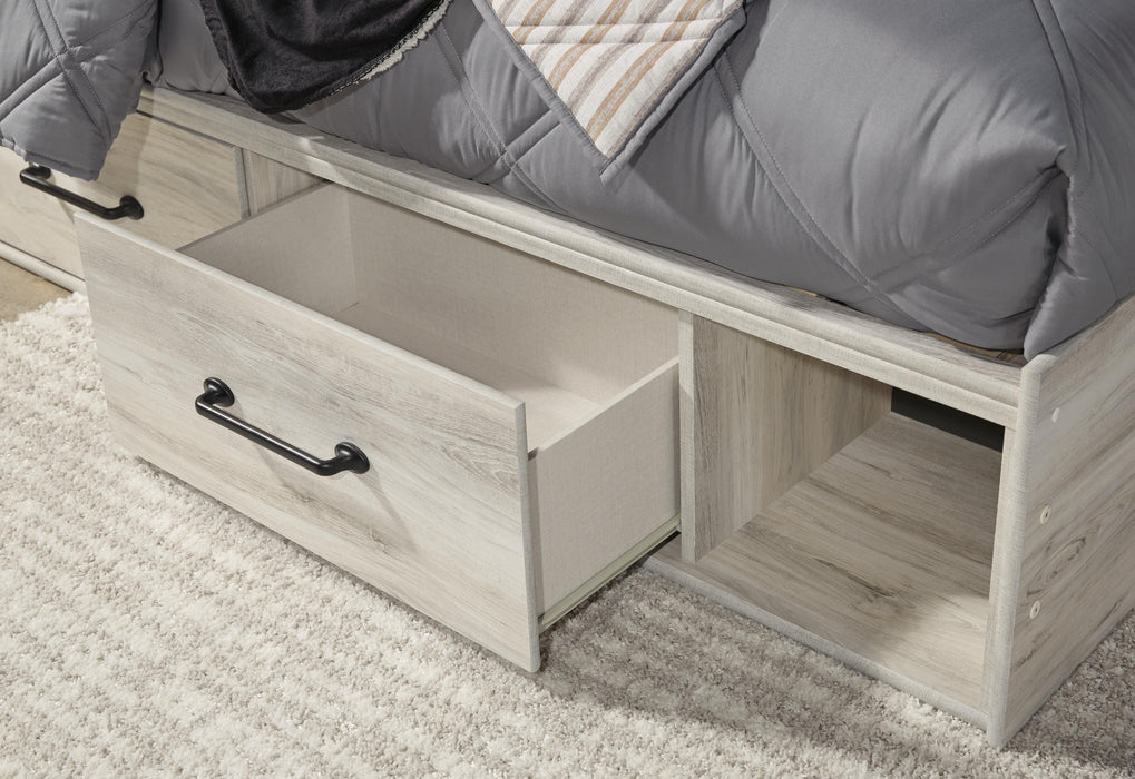 Cambeck Twin Panel Bed with 4 Storage Drawers with Mirrored Dresser, Chest and Nightstand