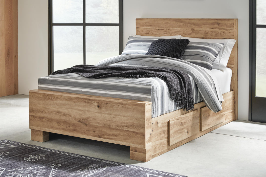 Hyanna Full Panel Bed with Storage with Mirrored Dresser