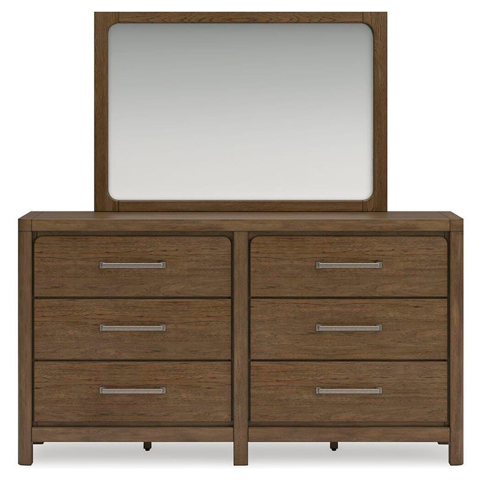 Cabalynn Queen Upholstered Bed with Mirrored Dresser and Nightstand