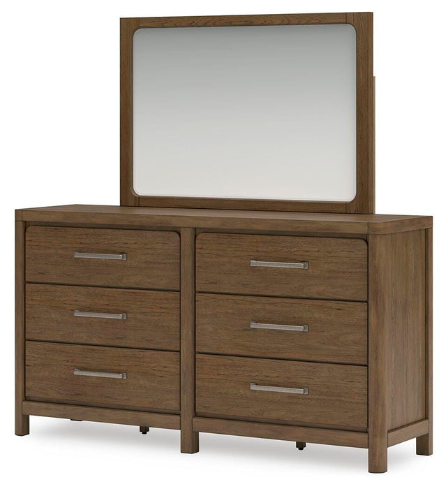 Cabalynn Queen Upholstered Bed with Mirrored Dresser and Nightstand
