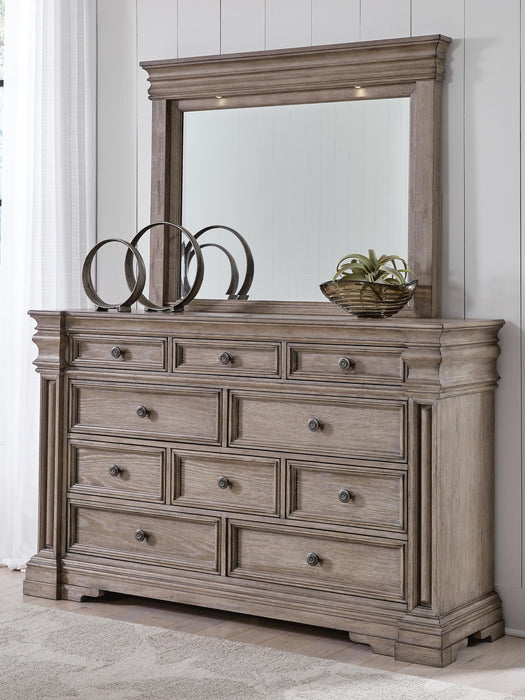 Blairhurst Queen Panel Bed with Mirrored Dresser and Nightstand
