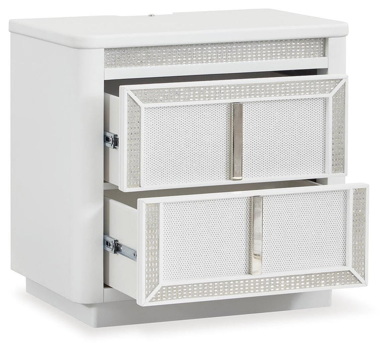 Chalanna Queen Upholstered Storage Bed, Dresser, Mirror, Chest and Nightstand