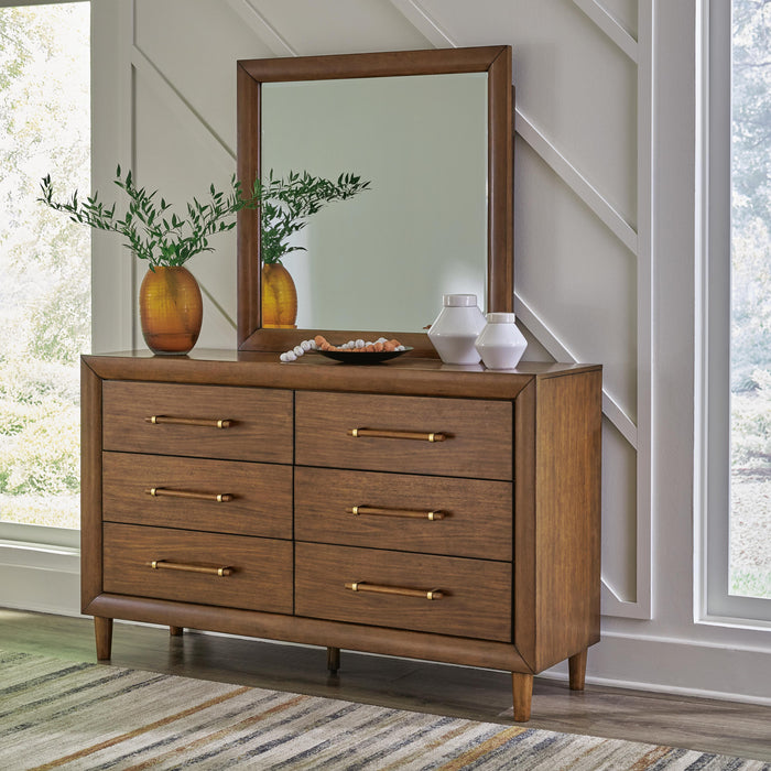 Lyncott King Upholstered Bed with Mirrored Dresser
