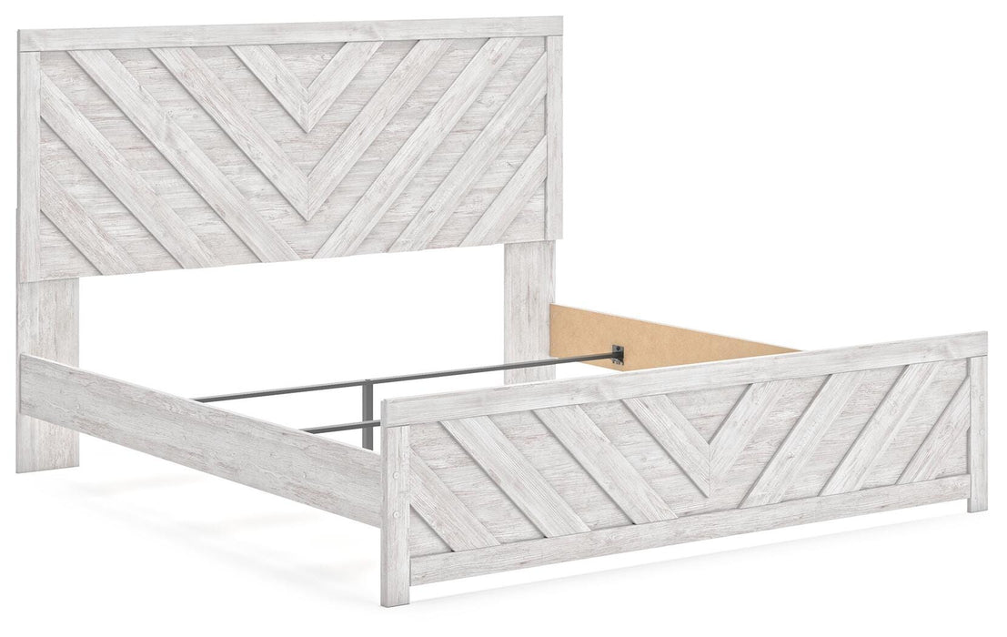 Cayboni King Panel Bed, Dresser, Mirror, Chest and Nightstand