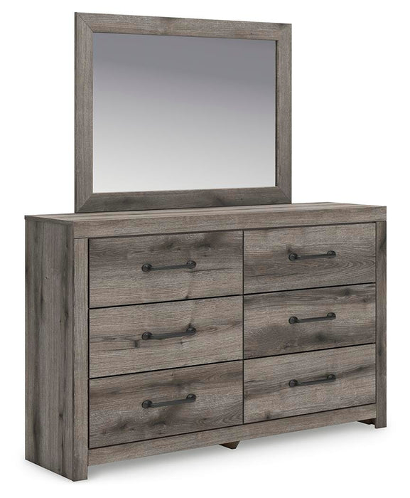 Graystorm Twin Panel Bed with Storage, Dresser, Mirror and Nightstand