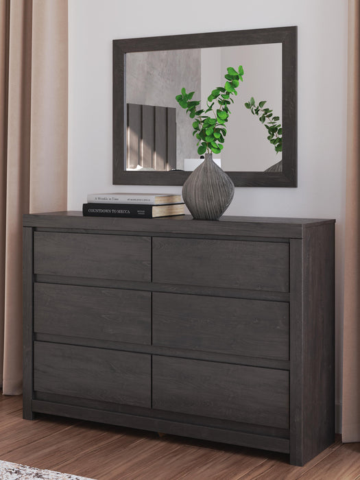 Fraluna King Panel Storage Bed, Dresser, Mirror and Nightstand