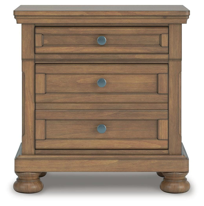 Feddinger Queen Storage Sleigh Bed with Mirrored Dresser, Chest and Nightstand