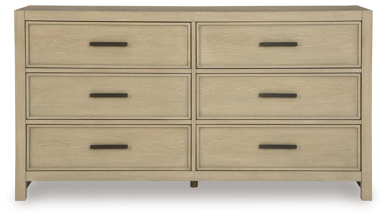 Calmoro King Bookcase Bed with Mirrored Dresser