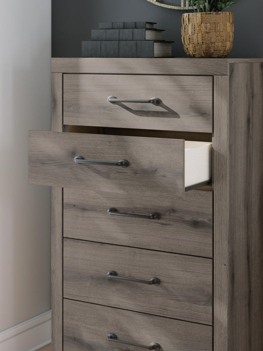 Graystorm Queen Panel Bed, Dresser, Mirror, Chest and Nightstand