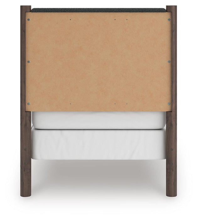 Pamytta Twin Upholstered Panel Bed, Dresser, Mirror and Nightstand