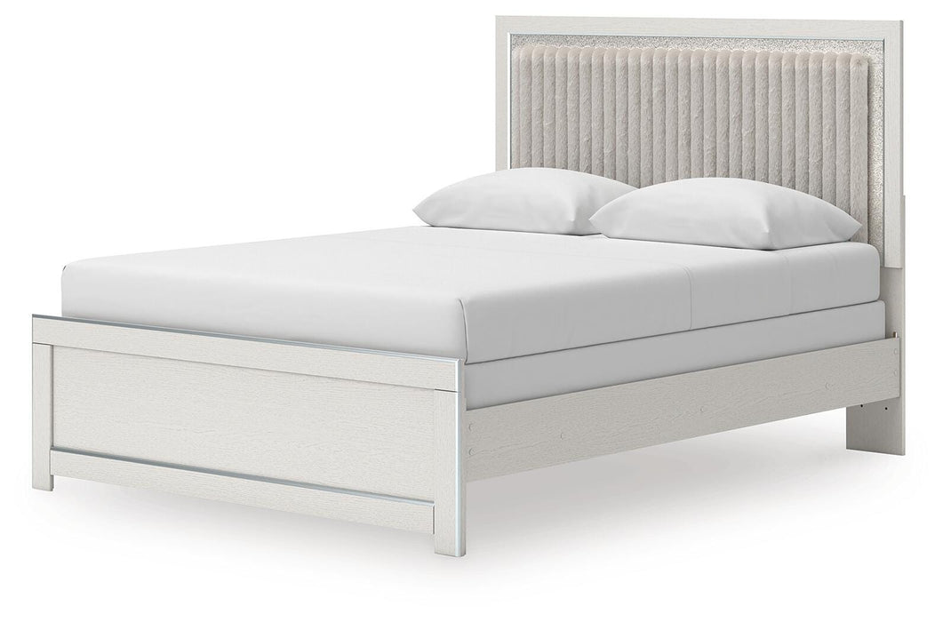 Zuraleus Queen Upholstered Panel Bed, Dresser and Mirror
