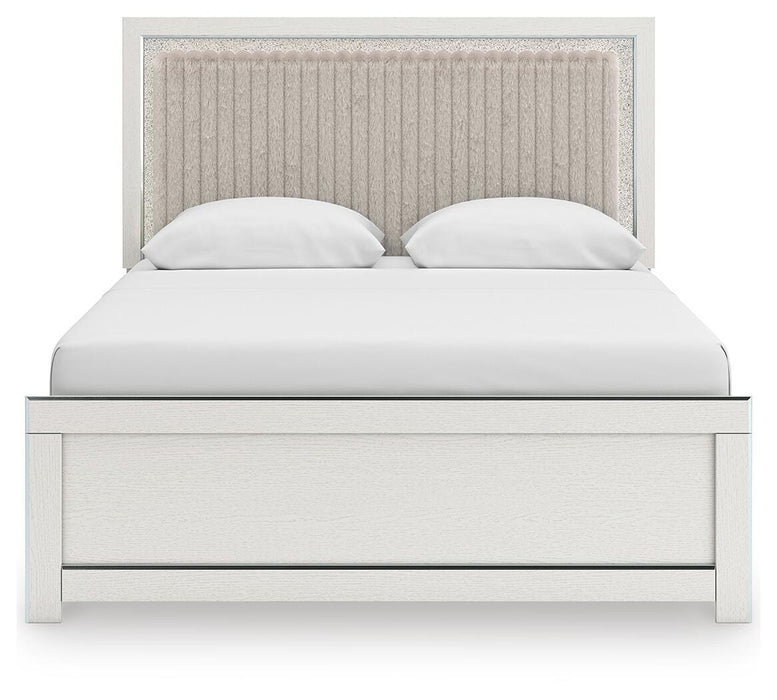 Zuraleus Queen Upholstered Panel Platform Bed, Dresser, Mirror, Chest and Nightstand
