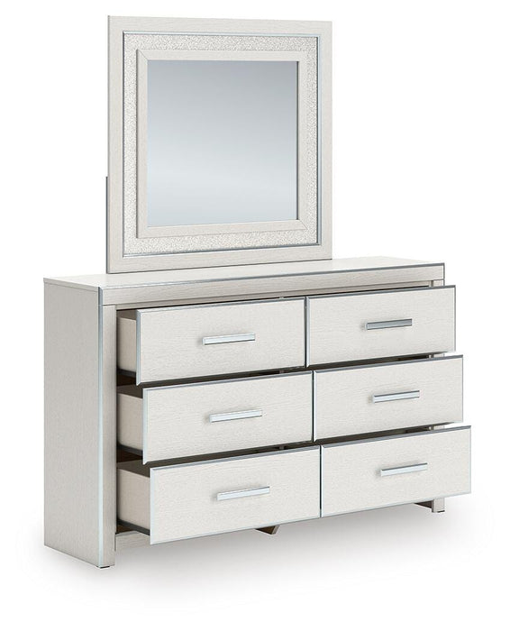 Zuraleus Queen Upholstered Panel Platform Bed, Dresser, Mirror and Nightstand