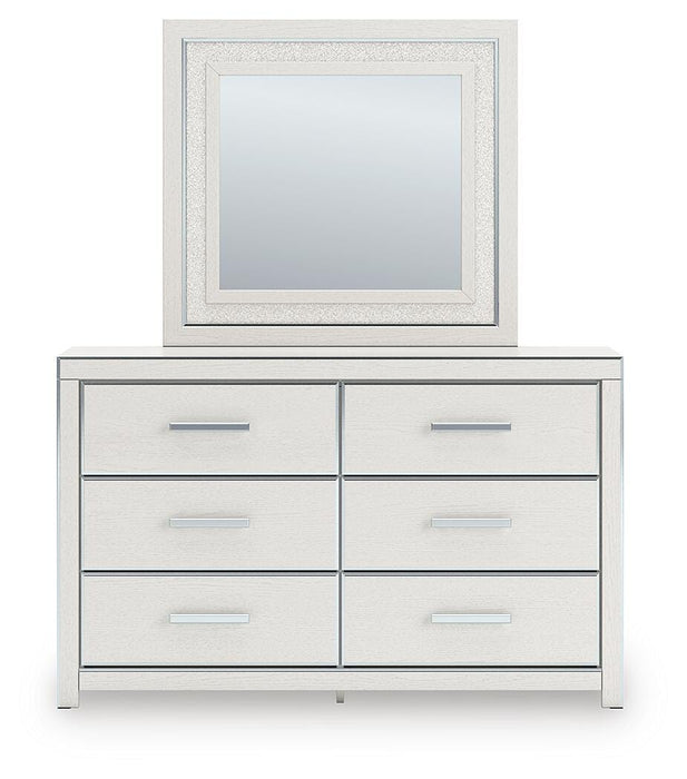 Zuraleus Queen Upholstered Panel Platform Bed, Dresser and Mirror