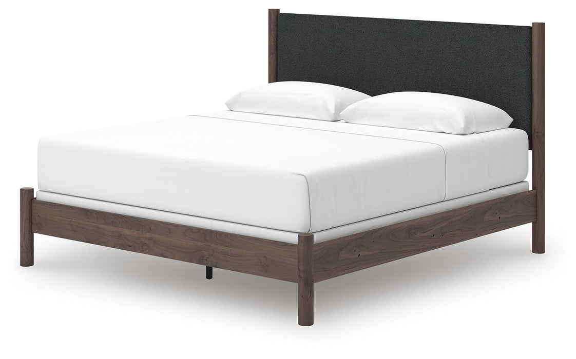 Pamytta King Upholstered Panel Bed, Dresser, Mirror, Chest and Nightstand