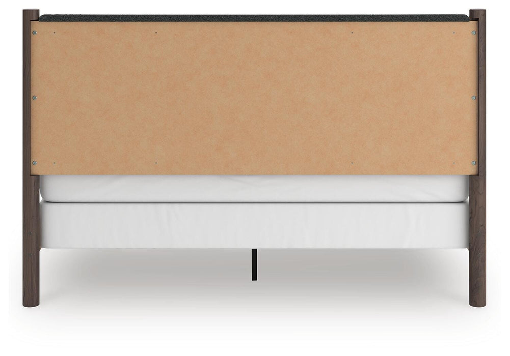 Pamytta King Upholstered Panel Bed, Dresser, Mirror and Nightstand