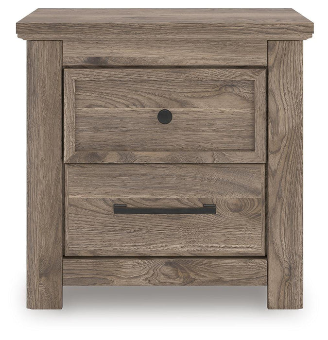 Rusticott Queen Panel Bed with Mirrored Dresser and Nightstand