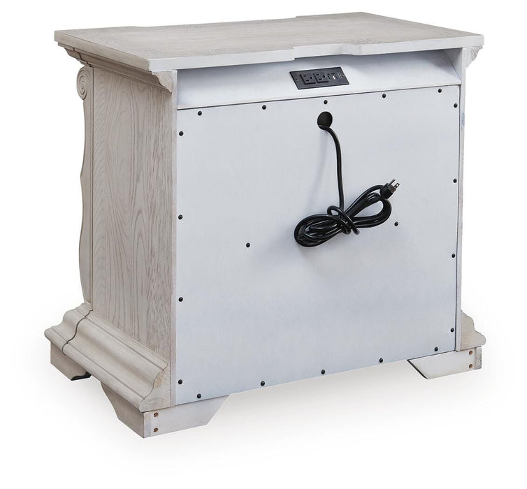 Bruchandi King Upholstered Panel Bed with Mirrored Dresser and Nightstand