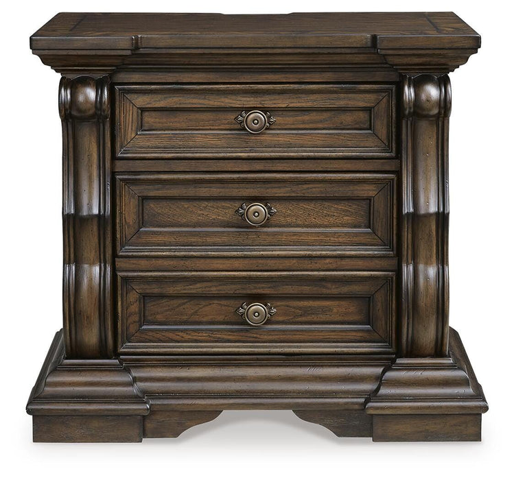 Maylee California King Canopy Bed, Dresser, Mirror, Chest and Nightstand