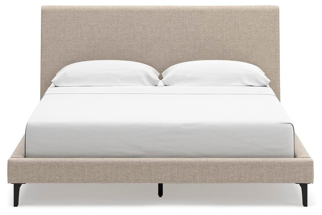 Cielden California King Upholstered Bed with Roll Slats, Dresser, Mirror, Chest and Nightstand