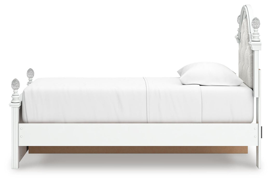 Kozlani Twin Upholstered Panel Storage Bed, Dresser and Mirror