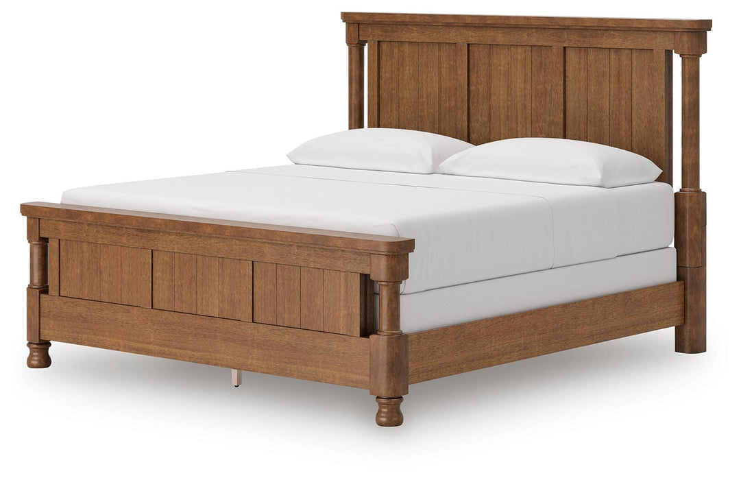 Rowlenstown California King Poster Bed with Mirrored Dresser