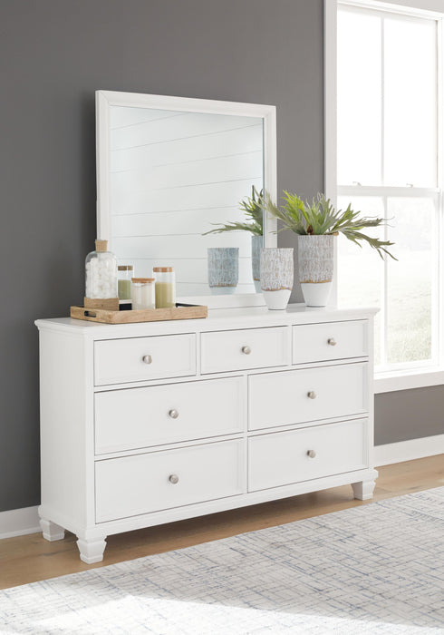 Fortman California King Panel Storage Bed, Dresser, Mirror and Nightstand