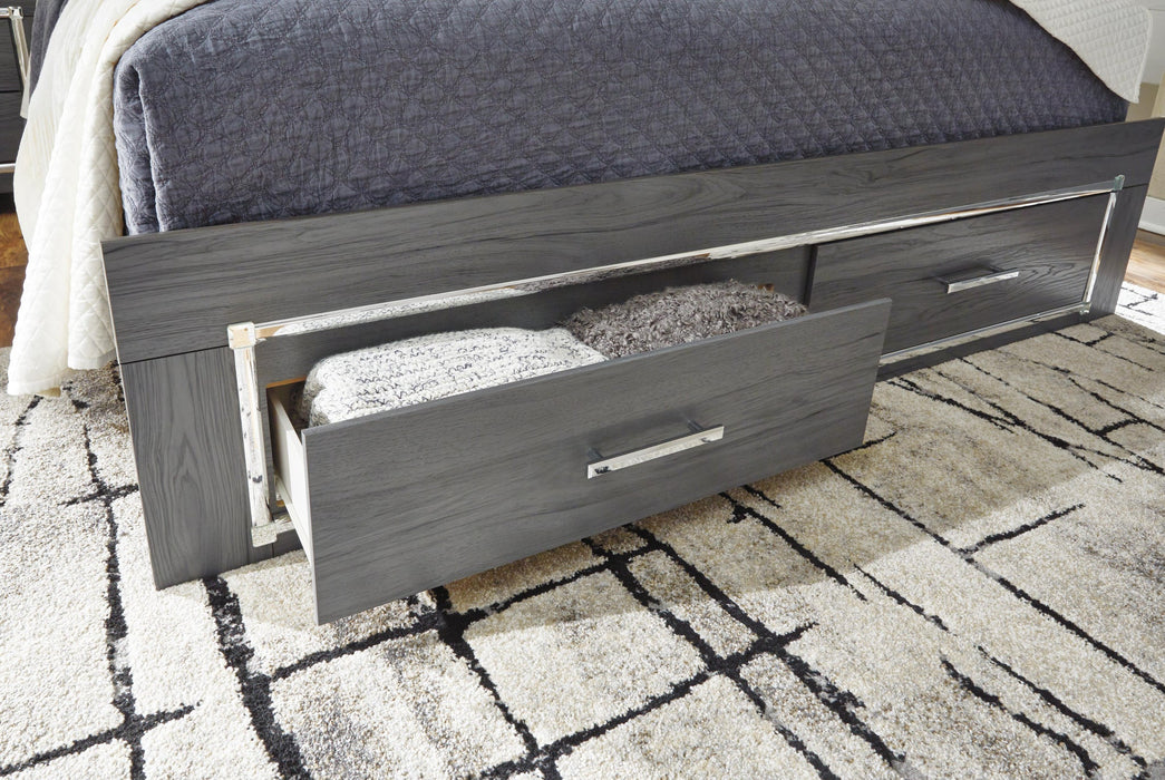 Lodanna Full Panel Bed with 2 Storage Drawers with Mirrored Dresser, Chest and Nightstand