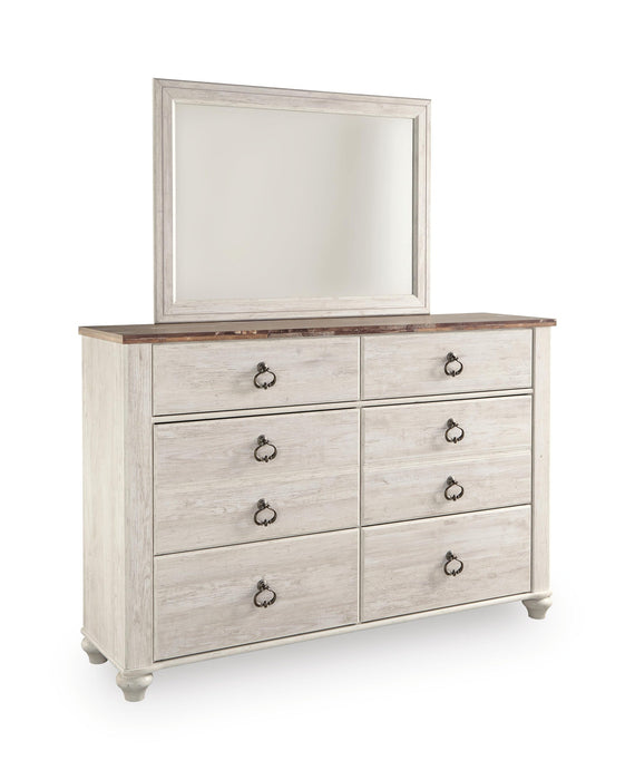 Willowton Queen Panel Bed with Mirrored Dresser
