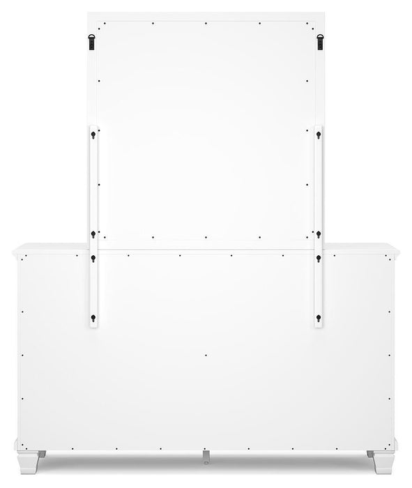 Fortman Twin Panel Bed with Mirrored Dresser