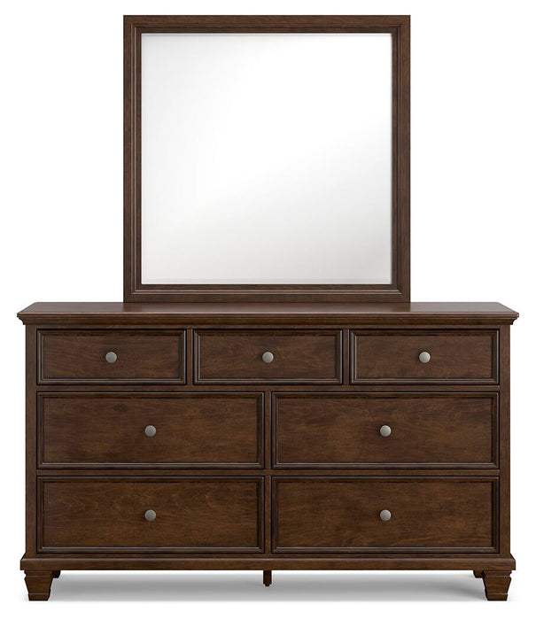 Danabrin King Panel Bed with Mirrored Dresser and Nightstand