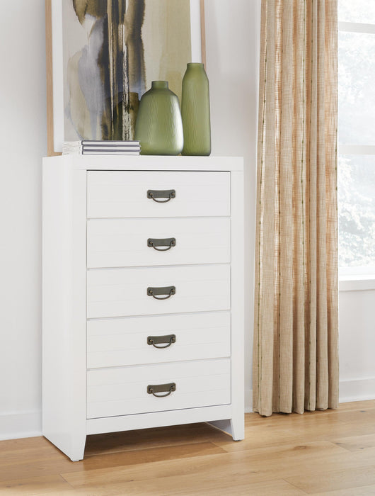 Binterglen California King Panel Bed, Dresser, Mirror, Chest and Nightstand