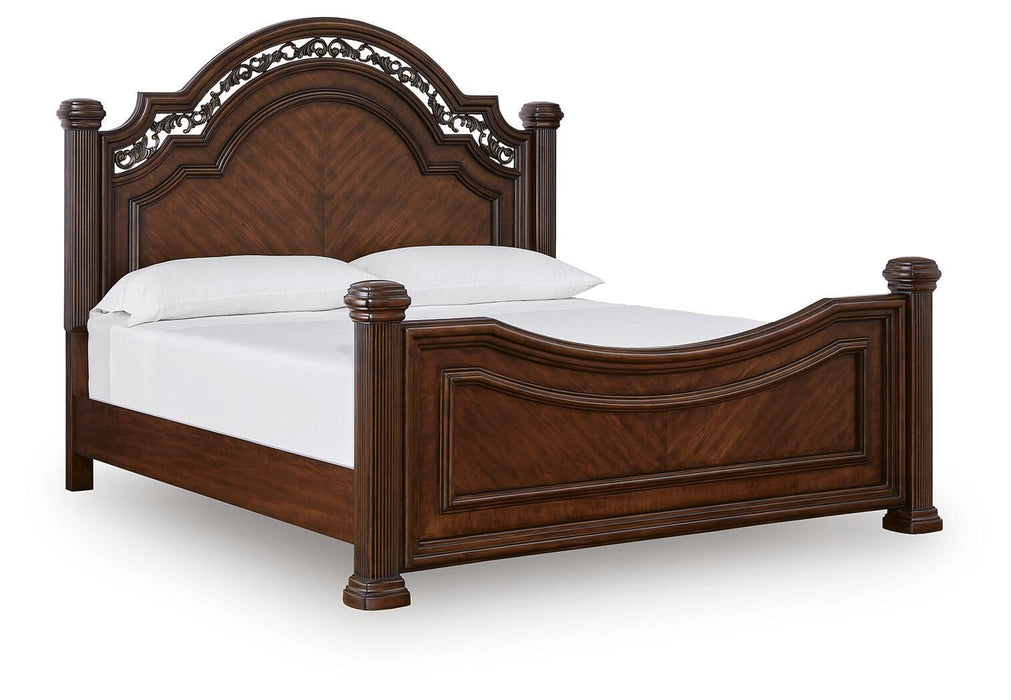Lavinton California King Poster Bed with Mirrored Dresser