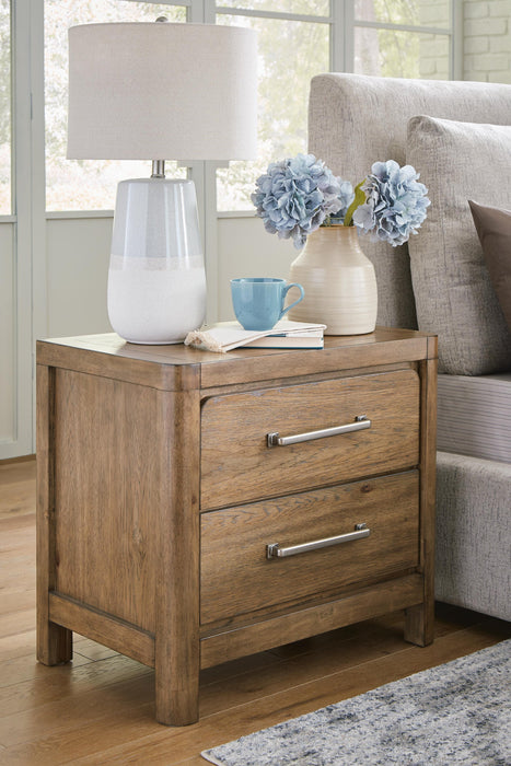 Cabalynn Queen Upholstered Bed with Mirrored Dresser and Nightstand