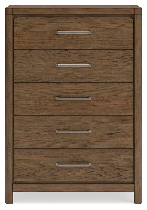 Cabalynn California King Panel Bed with Storage with Mirrored Dresser, Chest and Nightstand